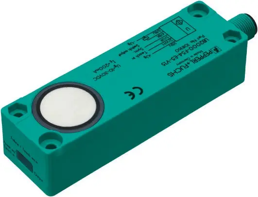 Produktfoto 1 von Pepperl + Fuchs M12 Ultraschall-Näherungssensor, Kubisch 2000 mm / 20mA 4 bis 20 mA, IP65 30 V dc