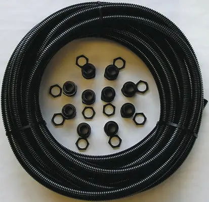 Produktfoto 1 von RS PRO Leerrohr Kunststoff Schutzschlauch-Set flexibel, Schwarz A ø 25mm x 10m IP66