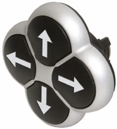 Produktfoto 1 von Eaton RMQ Titan M22 Drucktastenkopf Ø 22 mm, Schwarz Tastend Ohne Schutzring, Mit Schutzring, Beleuchtet Kunststoff,