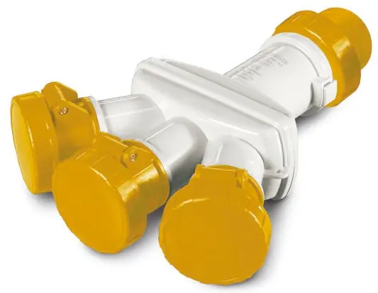 Produktfoto 1 von Scame Industrieller Stromversorgungssteckverbinder-Adapter Stecker, Buchse Gelb 1 x 2P + E, 3 x 2P + E, 110 V / 16A IP66