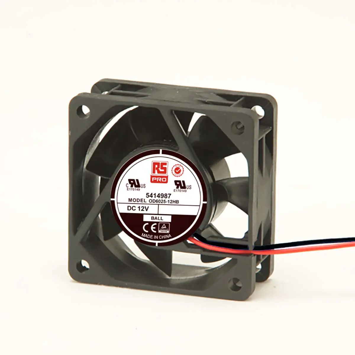 Produktfoto 1 von RS PRO DC-Axiallüfter, Kugellager, 12 V dc / 2.8W, 60 x 60 x 25mm, 4500U/min, 40.8m³/h
