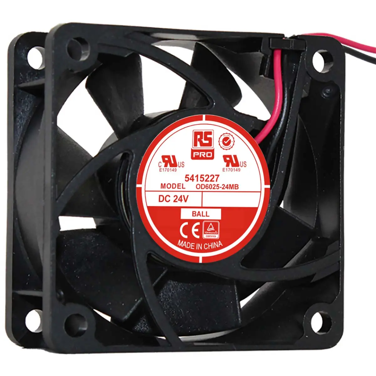Produktfoto 1 von RS PRO DC-Axiallüfter, Kugellager, 24 V dc / 1.9W, 60 x 60 x 25mm, 3500U/min, 30.6m³/h