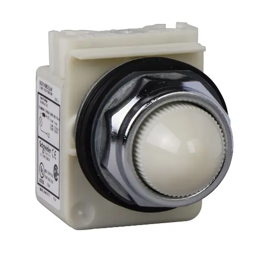Produktfoto 1 von Schneider Electric Leuchtmelder Harmony 9001K, 24V ac/dc Weiß, Ausschnitt-Ø 30mm LED IP 66 Schraub