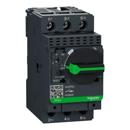 Produktfoto 1 von Schneider Electric TeSyS GV Motorschutzschalter, 0.4A, 0.63 A Schutzschalter 690V 89mm x 44.5 mm Motorschutzschalter mit
