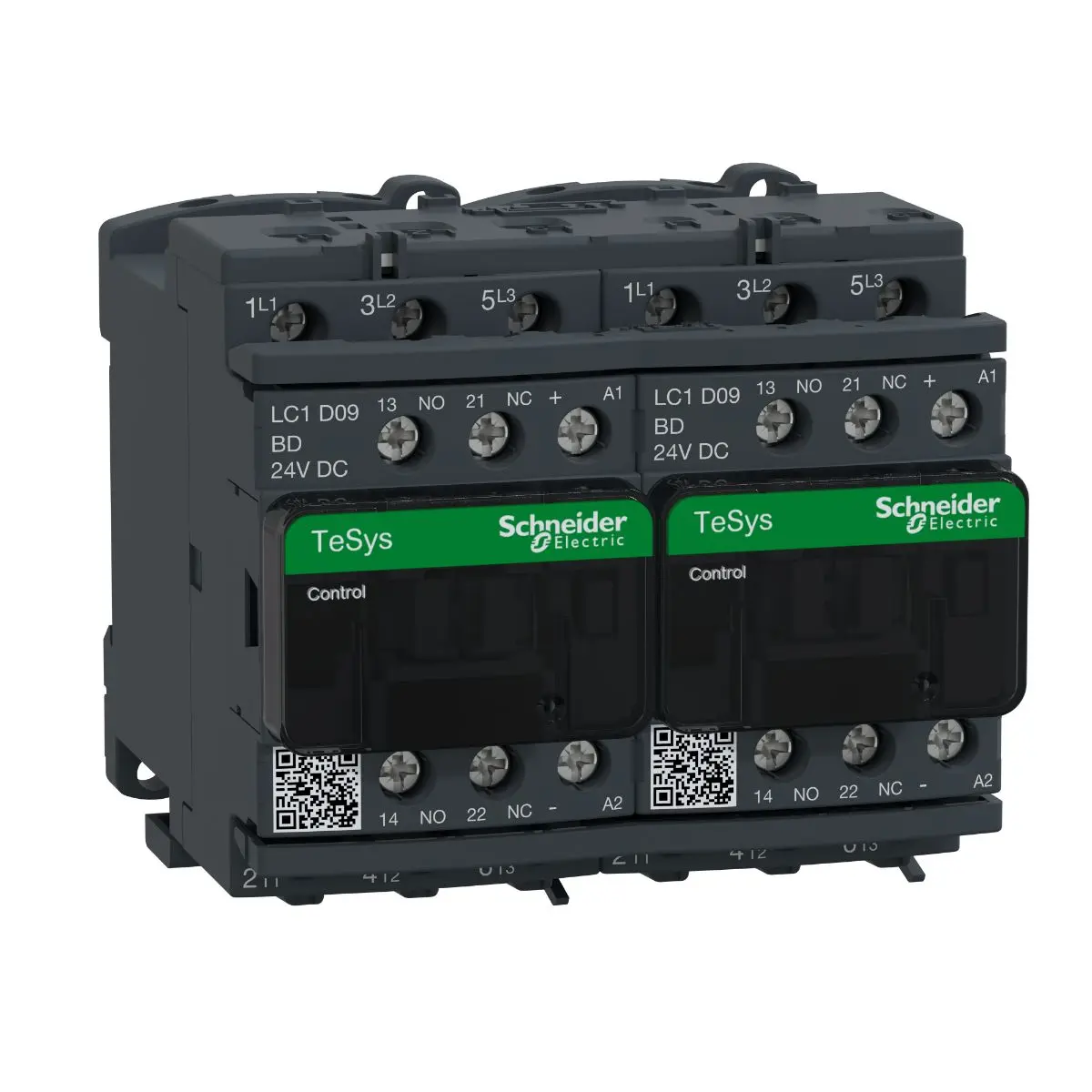 Produktfoto 1 von Schneider Electric LC2D Schütz 24 V dc-Spule, 3-polig, 690V ac / 9 A 24 V dc 4 kW 3 Schließer Umkehrend 2-Hilfskontakte