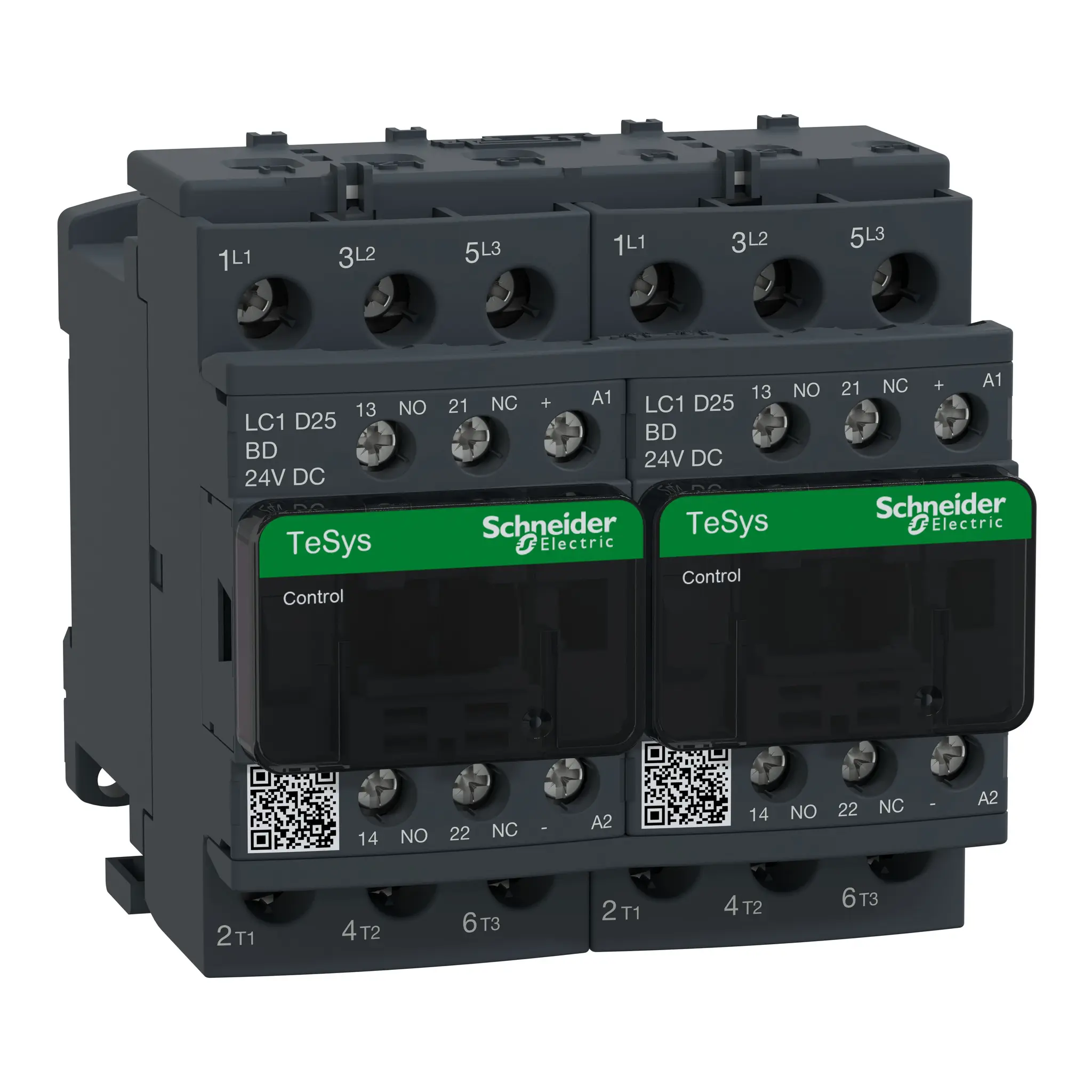 Produktfoto 1 von Schneider Electric LC2D Schütz 24 V dc-Spule, 3-polig, 690V ac / 25 A 24 V dc 11 kW 3 Schließer Umkehrend