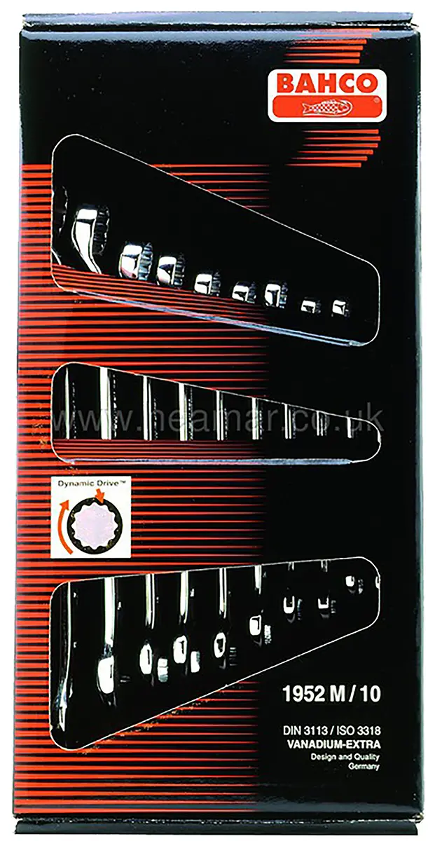 Produktfoto 1 von Bahco Schraubenschlüsselsatz Ringschlüssel CrV-Stahl, 10-teilig 8 To 19 mm