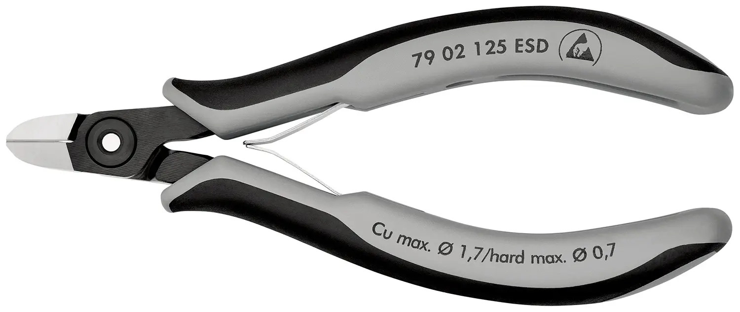Produktfoto 1 von Knipex Knipex ESD-Sicherheit Mit abgeflachter Kante Seitenschneider Schließer (NO) 125 mm / Backen 10mm, Schneidleistung