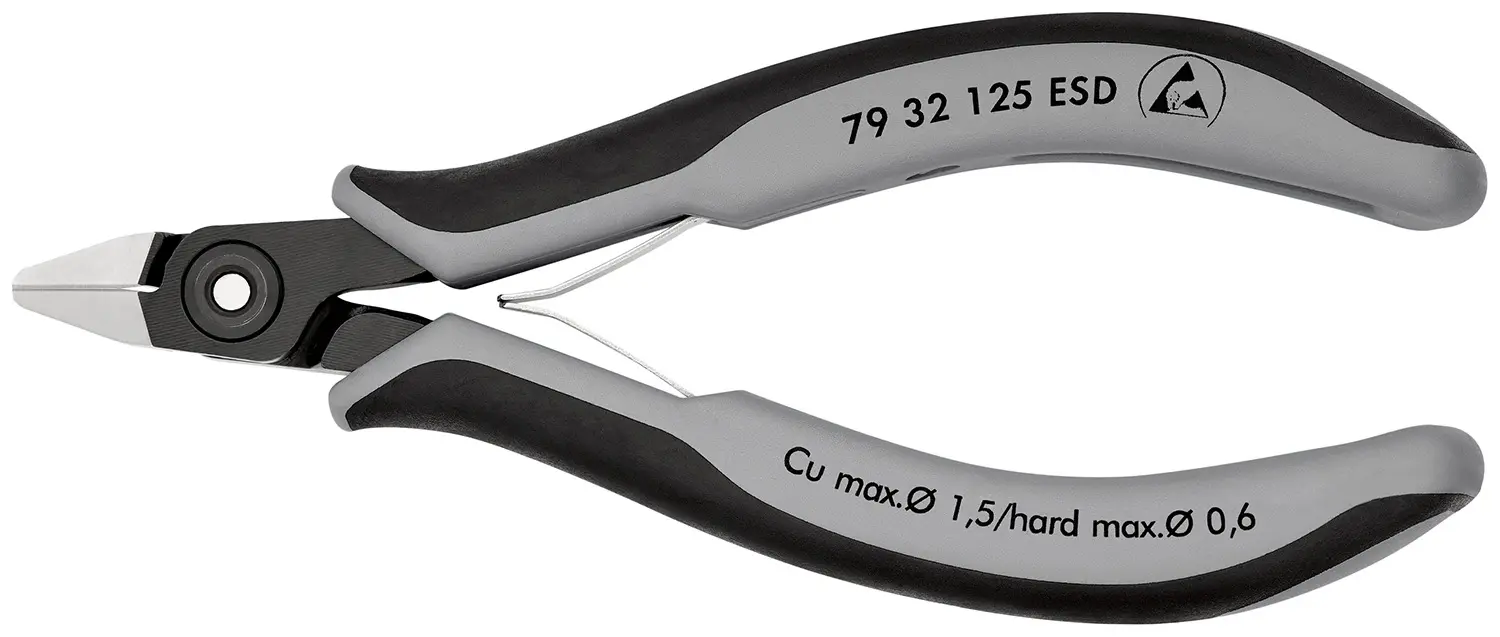 Produktfoto 1 von Knipex Knipex ESD-Sicherheit Mit abgeflachter Kante Seitenschneider Schließer (NO) 120 mm / Backen 6.5mm,