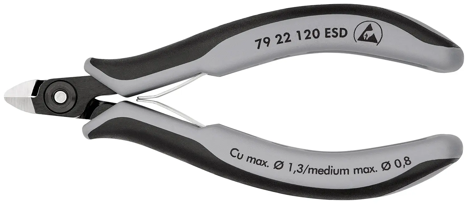 Produktfoto 1 von Knipex Knipex ESD-Sicherheit Ohne abgeflachte Kante Seitenschneider Schließer (NO) 120 mm / Backen 6.5mm,