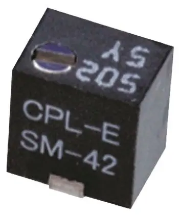 Produktfoto 1 von Nidec Components SM-42 11-Gang Oberfläche Trimm-Potentiometer, Einstellung von oben, 10 kΩ, 10 %, 0.25 W, J-Haken, L.