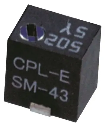 Produktfoto 1 von Nidec Components SM-43 5-Gang Oberfläche Trimm-Potentiometer, Einstellung von oben, 1 kΩ, 10 %, 0.25 W, J-Haken, L. 4.8