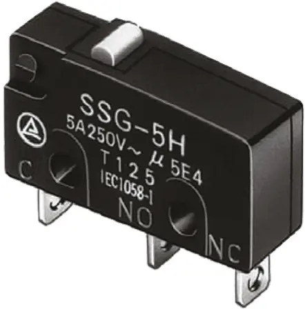 Produktfoto 1 von Omron Subminiatur-Mikroschalter Rollenhebel-Betätiger Stecker, 1-poliger Umschalter, 250 V ac, 30 V dc, 5A IP40 0.6N -25