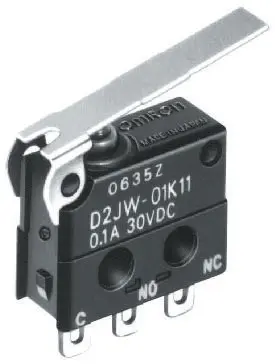 Produktfoto 1 von Omron Mikroschalter Rollenhebel-Betätiger Vorverdrahtet, 1-poliger Umschalter, 30 V dc, 100mA IP67 0.98N -40 °C - 85 °C