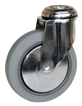 Produktfoto 1 von Guitel Hervieu Drehlager Lenkrolle, Rad ø 125mm, 90kg, Ges H. 158mm, Rad B. 32mm, Einfachbolzen, Gummi-Material