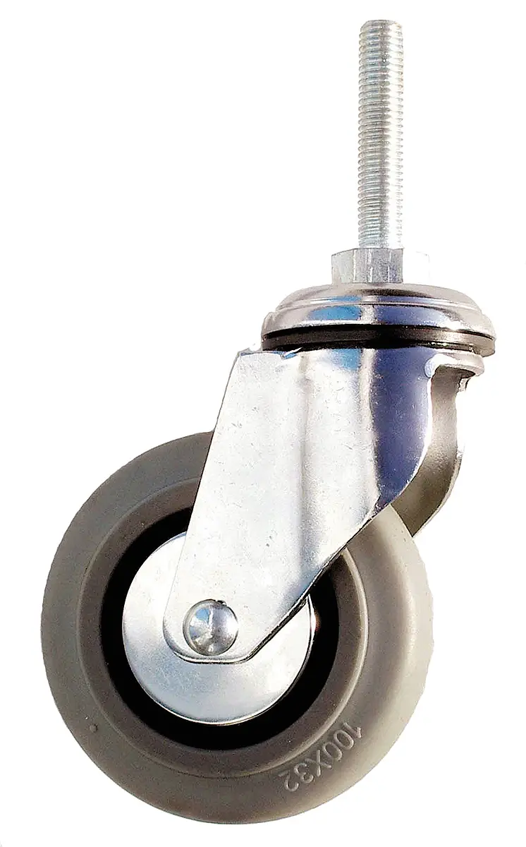 Produktfoto 1 von Guitel Hervieu Drehlager Lenkrolle, Rad ø 100mm, 80kg, Ges H. 134mm, Rad B. 32mm, Gewindebolzen, Gummi-Material