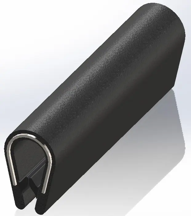 Produktfoto 1 von RS PRO Kantenschutz, Kantenschutz, Polyvinylchlorid, Schwarz, B. 10.5 mm, H. 16.8 mm, L. 20 m