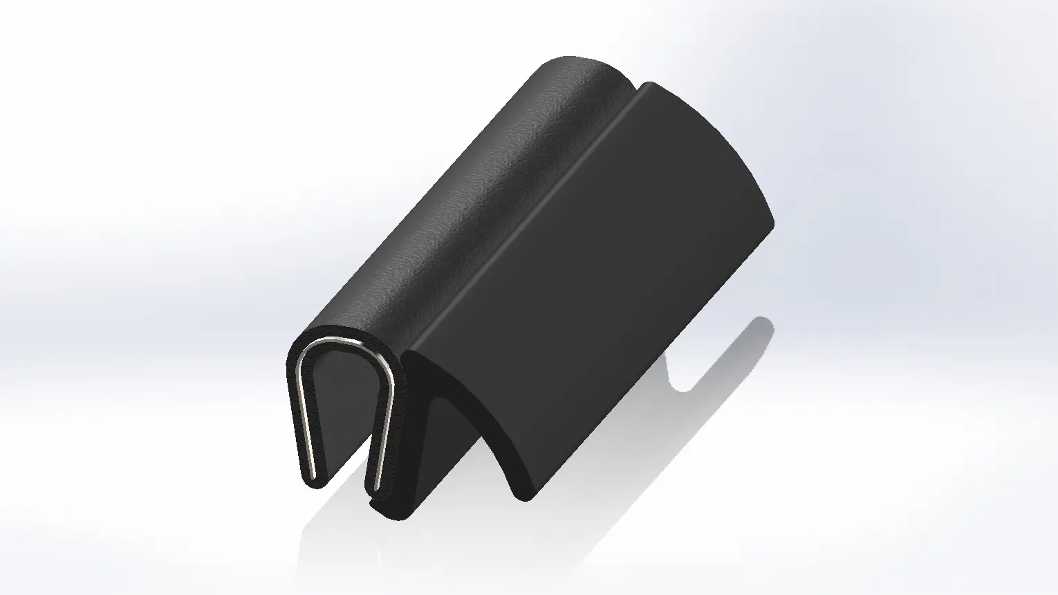 Produktfoto 1 von RS PRO Türdichtung, Kantenschutz, Polyvinylchlorid, Stahl, Schwarz, B. 21.3 mm, H. 16 mm, L. 20 m
