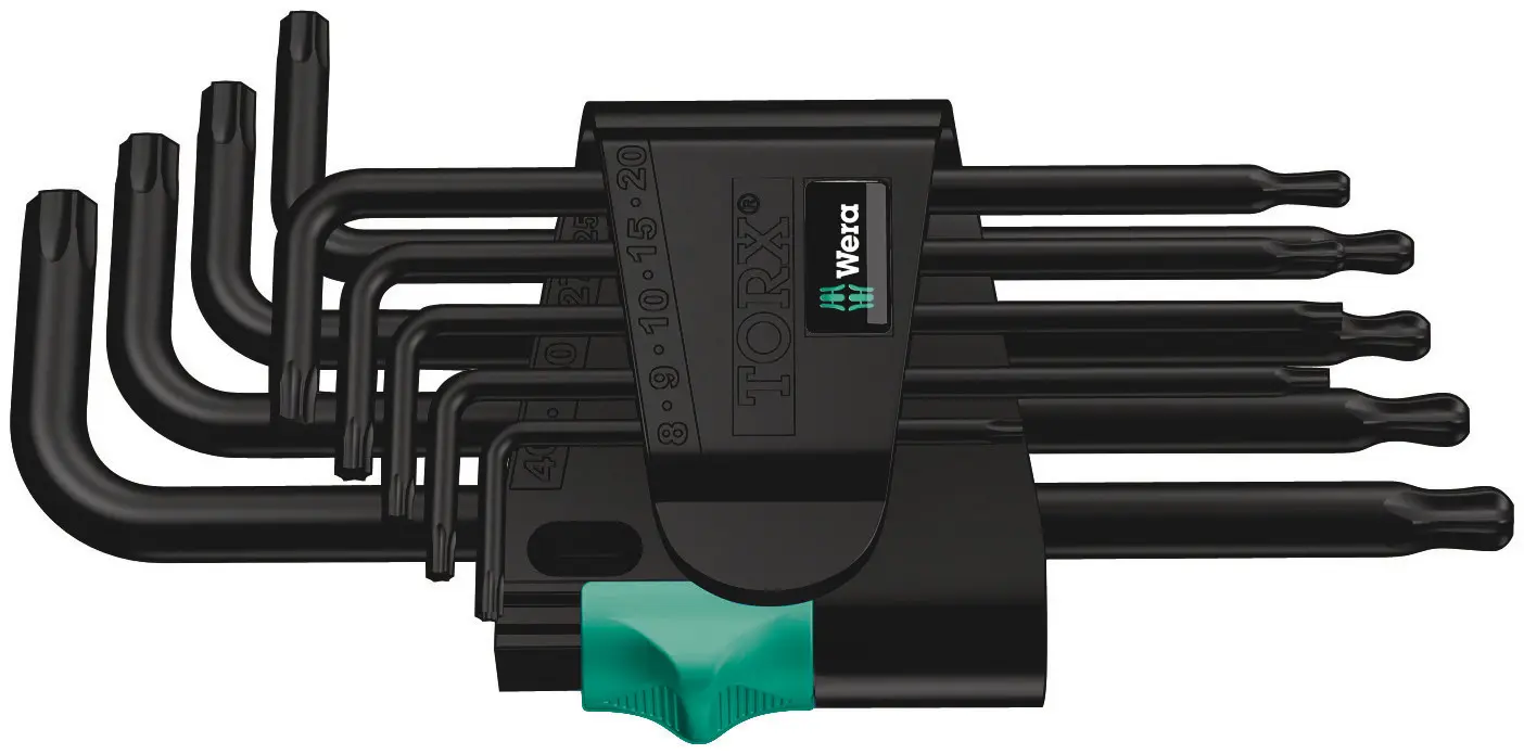 Produktfoto 1 von Wera TORX®-Schlüsselsatz L Lang Stahl 9, T8 → T40