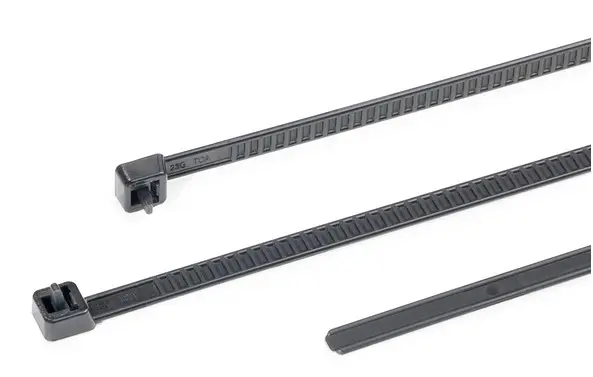 Produktfoto 1 von HellermannTyton LR55 Nylon 6.6 Kabelbinder Lösbar Schwarz 4.7 mm x 195 mm