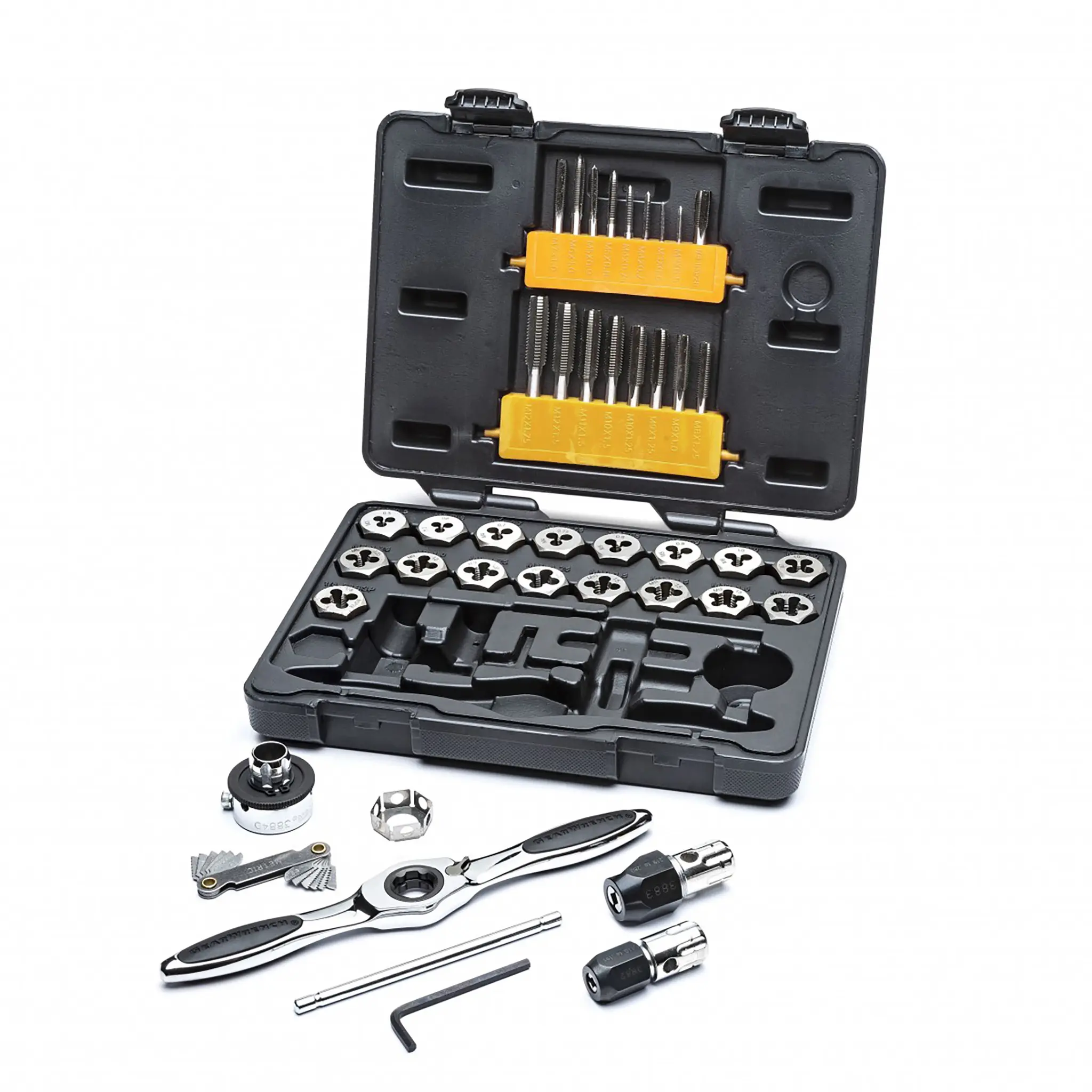 Produktfoto 1 von Gear Wrench Kohlenstoffstahl Gewindeschneider Satz, 40-teilig Gewindebohrer M3 → M12, Matrizen M3 → M12