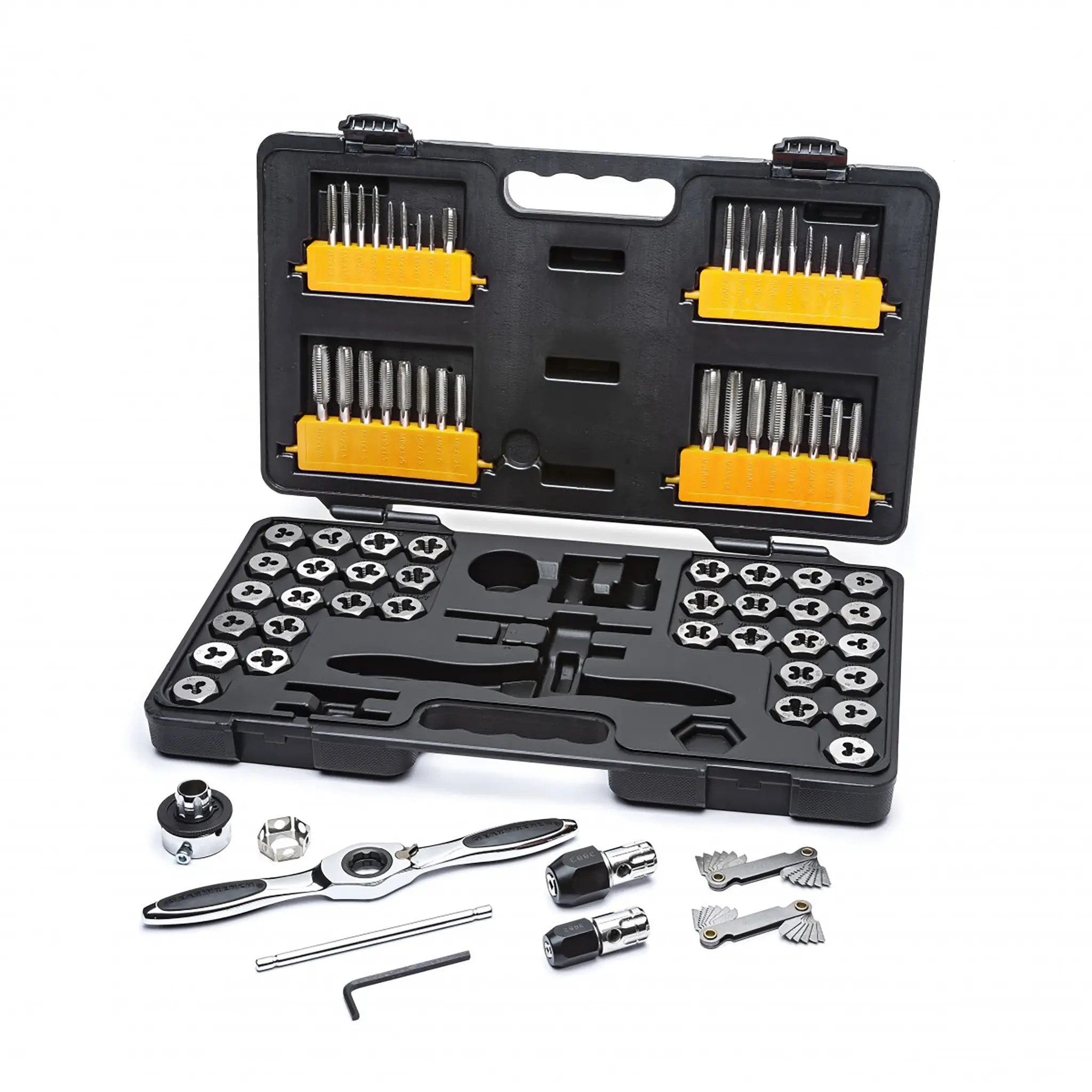 Produktfoto 1 von Gear Wrench Kohlenstoffstahl Gewindeschneider Satz, 75-teilig Gewindebohrer 4.0 in UNC → 0.5 in UNC, Matrizen 4.0 in UNC