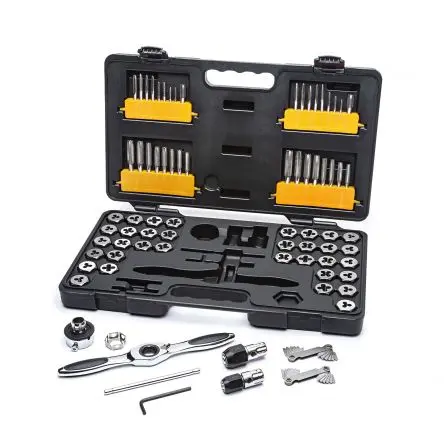 Produktfoto 1 von Gear Wrench Kohlenstoffstahl Gewindeschneider Satz, 75-teilig Gewindebohrer 1/8 in → 1/2 in, Matrizen 1/8 in → 1/2 Zoll
