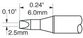 Produktfoto 1 von Metcal 6 mm Lötspitze 2.5 mm Meißel 30 ° STTC-1 für MX-H1-AV, MX-RM3E