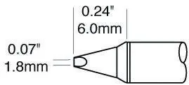 Produktfoto 1 von Metcal / STTC 6 mm Lötspitze 1.78 mm Meißel 30 ° STTC-1 für MX-H1-AV, MX-RM3E