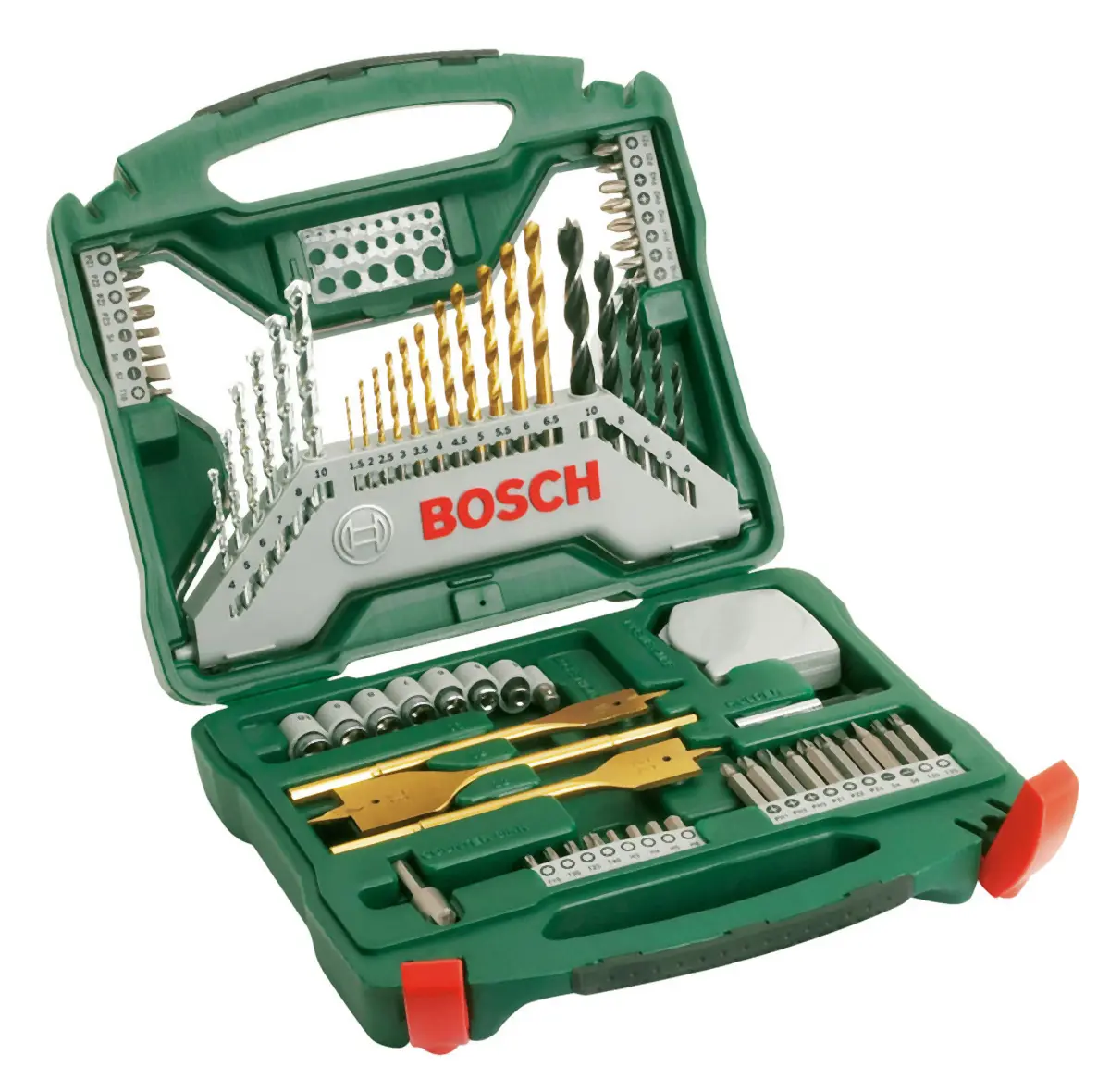 Produktfoto 1 von Bosch Holz Drehung Satz 1.5 mm → 32 mm, 70-teilig für Mehrmaterial