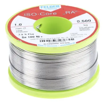 Produktfoto 1 von Felder Lottechnik Draht Lötzinn bleifrei 99.3 %Sn 0 %Pb 0.7 %Cu, 227 °C, Ø 1 mm / 500 g