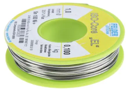 Produktfoto 1 von Felder Lottechnik Draht Lötzinn bleifrei 99.3 %Sn 0 %Pb 0.7 %Cu, 227 °C, Ø 1 mm / 100 g