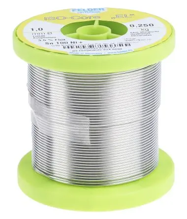 Produktfoto 1 von Felder Lottechnik Draht Lötzinn bleifrei 99.3 %Sn 0 %Pb 0.7 %Cu, 227 °C, Ø 1 mm / 250 g