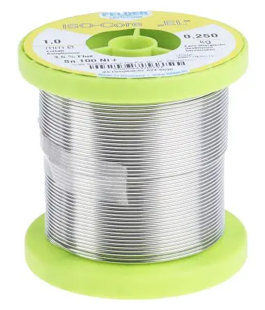 Produktfoto 1 von Felder Lottechnik Draht Lötzinn bleifrei 99.3 %Sn 0 %Pb 0.7 %Cu, 227 °C, Ø 1 mm / 250 g