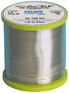 Produktfoto 1 von Felder Lottechnik Draht Lötzinn bleifrei 99.3 %Sn 0 %Pb 0.7 %Cu, 227 °C, Ø 1 mm / 1000 g