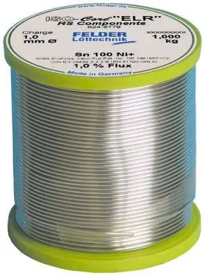 Produktfoto 1 von Felder Lottechnik Draht Lötzinn bleifrei 99.3 %Sn 0 %Pb 0.7 %Cu, 227 °C, Ø 1 mm / 1000 g