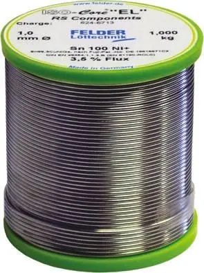 Produktfoto 1 von Felder Lottechnik Draht Lötzinn bleifrei 99.3 %Sn 0 %Pb 0.7 %Cu, 227 °C, Ø 1 mm / 1000 g
