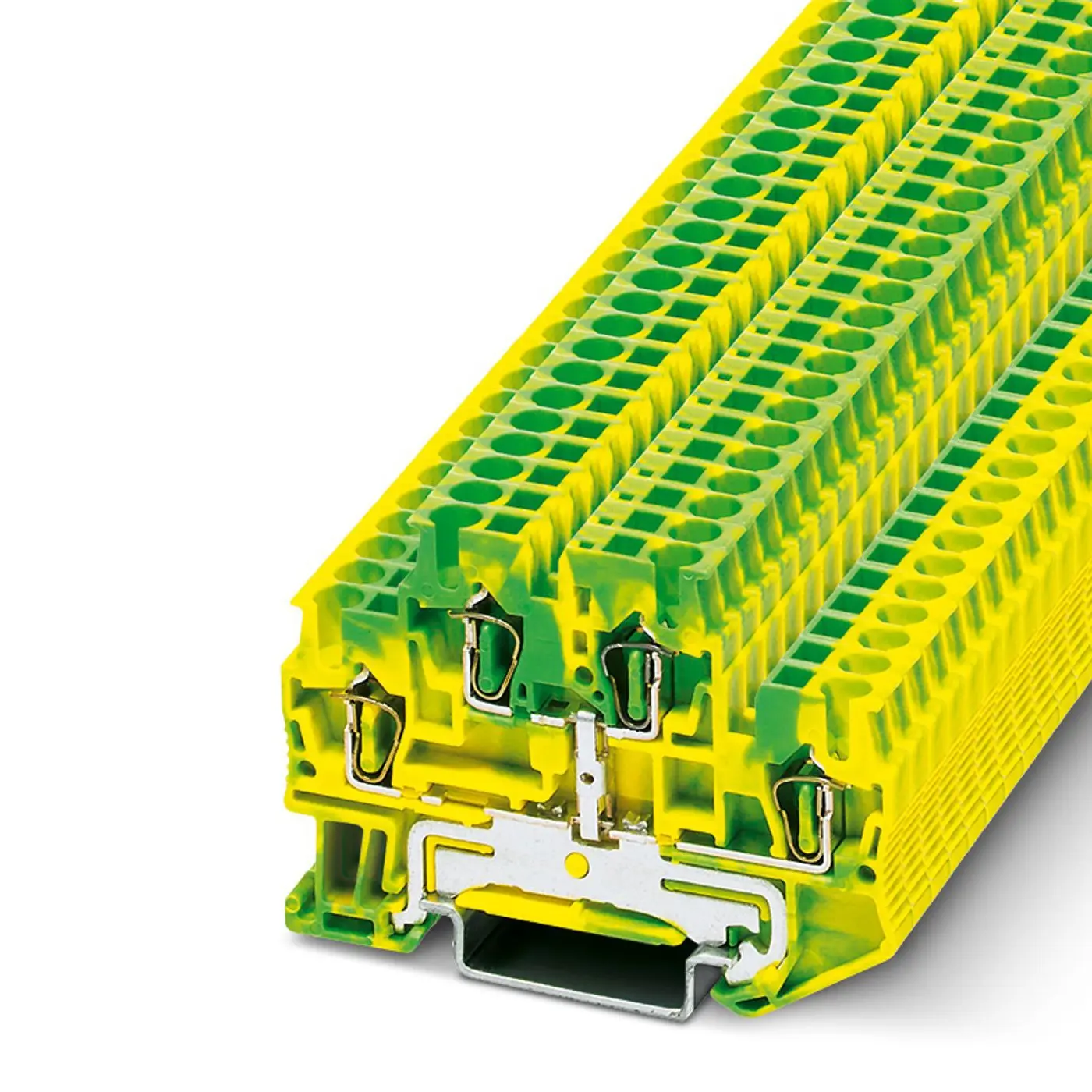 Produktfoto 1 von Phoenix Contact STTB 2.5-PE Doppelstock Reihenklemmen 2 Gelb, Grün, 0.08mm², 4 mm², 6kV ZUGFEDER EAC Ex, ATEX, IECEx
