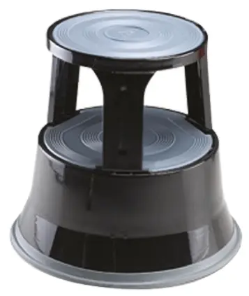 Produktfoto 1 von RS PRO Trittstufe 2 Stufen H.= 0.4m L.= 0.4 m Stahl, Gummi, Polypropylen Schwarz 5 kg