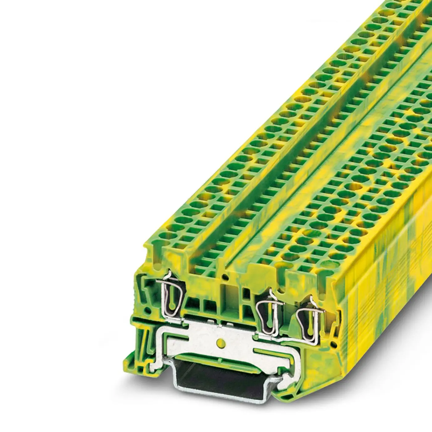 Produktfoto 1 von Phoenix Contact ST 2.5-TWIN-PE Schutzleiterklemme 3 Grün, Gelb, 2.5 mm², 500 V ZUGFEDER