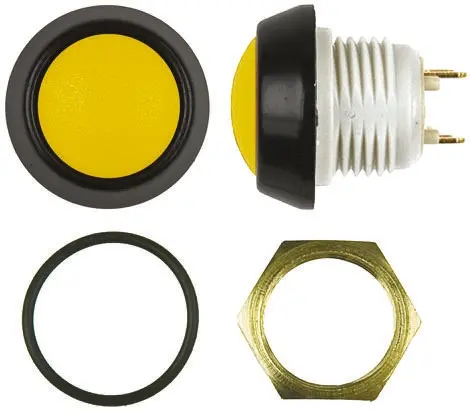 Produktfoto 1 von ITW 48 Miniaturdruckschalter lichtdurchlässig Rastend Panel Ø 13.6 mm, SPST / 250 mA 12 V dc 250 V ac, IP40