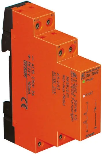 Produktfoto 1 von Dold RK5942 Sicherheitsrelais, 24V dc, 1-Kanal, 1 Sicherheitskontakte Not-Aus, 2 ISO 13849-1 2 SIL IEC 61508