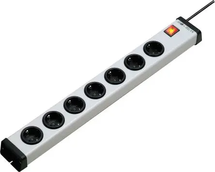 Produktfoto 1 von Ehmann Socket Strips Typ F Steckdosenleiste Überspannungsschutz, 7-fach 16A CEE 7/7 Deutscher Schuko / Französisch, 1.5m