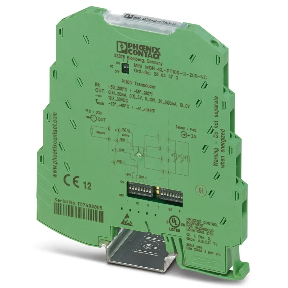Produktfoto 1 von Phoenix Contact Serie 3RS7005 Signalwandler 24 V dc, Widerstands-Temperaturfühler (RTD) -50 to 200 °C EIN /