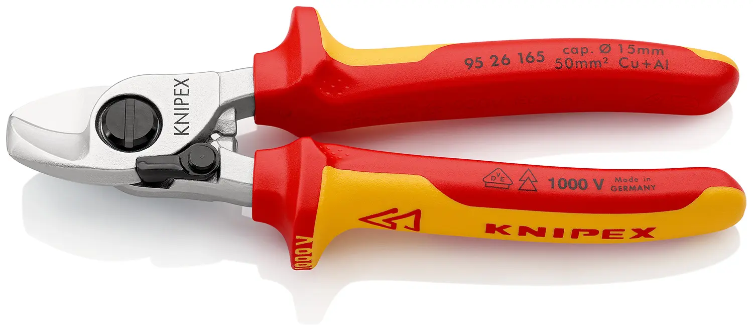 Produktfoto 1 von Knipex Knipex VDE 1000V zugelassen Kabelschere Schließer (NO) 165 mm, Schneidleistung 15 mm
