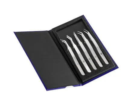 Produktfoto 1 von ideal-tek Edelstahl Pinzettensatz, 180 mm, Spitze Spitz Antimagnetisch 5-teilig ESD-Sicherheit
