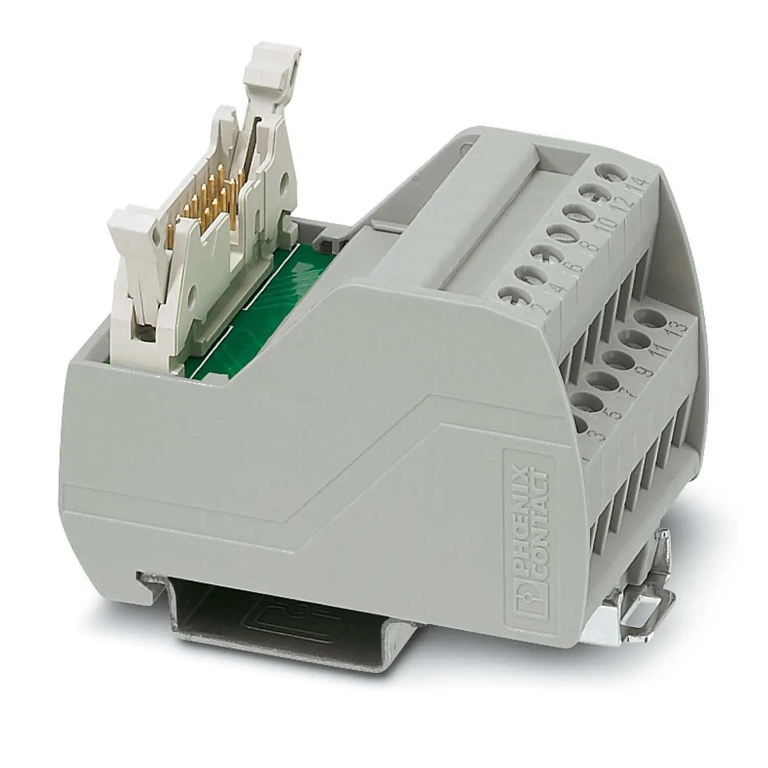 Produktfoto 1 von Phoenix Contact Schnittstellenmodul Flachbandkabel, Stecker, 14-polig, 60 V ac/dc, DIN-Hutschiene 1A