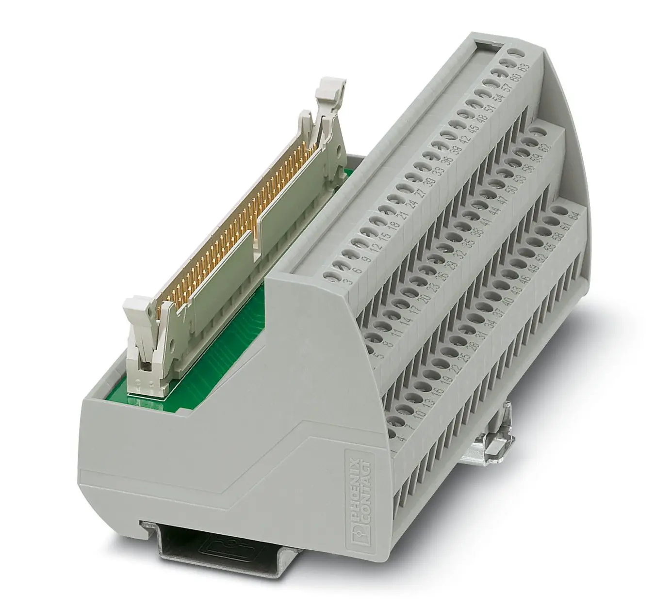 Produktfoto 1 von Phoenix Contact Schnittstellenmodul Flachbandkabel, Stecker, 64-polig, 60 V ac/dc, DIN-Hutschiene 1A