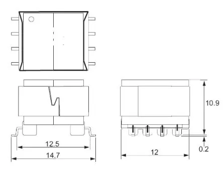 Produktfoto 1 von OEP Impulstransformator 3 mH 0.65Ω 0.55Ω 1:1:1 Oberfläche 1.8μH