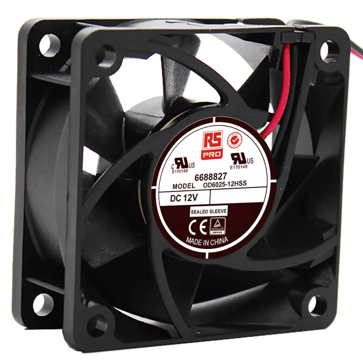 Produktfoto 1 von RS PRO DC-Axiallüfter, Gleitlager, 12 V dc / 2.8W, 60 x 60 x 25mm, 4500U/min, 39.1m³/h